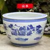 Jarrón de Tanque de Peces Dorados de Cerámica Jingdezhen para Loto Nenúfar Tortuga Koi Caligrafía y Pintura Tanque Tanque de Agua Extra Grande Patio Sala de Estar