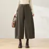 Pantalones Retro de Pana Color Café Forma de Cimitarra para Mujer 2026 Otoño/Invierno Nuevos de Cintura Alta Ropa Exterior de Pana Rayada de Pierna Ancha Casuales