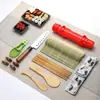 Herramientas para Hacer Sushi, Cuchillo para Sushi, Esterilla de Bambú para Enrollar, Plato de Cerámica, Cuchara Japonesa para Arroz, Juego de Moldes para Bolas de Arroz y Sushi