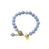Pulsera China Nueva Cristal Natural Cristal de Aguamarina Optimizado con Perla Carácter Ji Diseño Nicho Pulsera