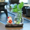 Jarrón Hidropónico de Potos para Oficina Adornos Pequeños Hidropónicos de Escritorio Gato de la Suerte Lindo Soporte Decorativo para Flores de Sala de Estar Mueble de TV