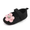 Sapatos de Princesa para Bebê de 0-1 Ano Primavera e Outono Sapatos de Bebê com Flor de Lã na Cabeça Faixa de Cabelo Solado Macio Antiderrapante Sapatos para Crianças Pequenas Total 2332