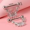 E-commerce transfronterizo colgante de flor de circonita anillo para pezón hojas dientes gecko uña para pezón acero inoxidable piercing personalizado anillo para pezón