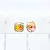 Brincos de Titânio Astmf-136 com Fundo Redondo, Gradiente Colorido, Oitavados, Medusa, Rosca Interna de Titânio G23, Cabeça de Joia com Zircônia