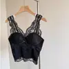 Camisola larga de encaje suave, pura y sexy con sujetador incorporado, acolchada y sin aros