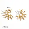Pendientes de Girasol Huecos Personalizados Transfronterizos para Mujer Diseño de Nicho Estilo Commuter Pendientes de Acero Inoxidable Que No Se Desvanecen
