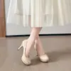 Zapatos de Moda para Mujer 2025 con Suelas Gruesas, Puntas Redondas, Tacones de Aguja, Tacones Altos, Zapatos Rojos de Novia para Boda de Todas las Estaciones