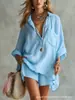 2026 Novo Conjunto de Moda Verão Europeu e Americano Transfronteiriço Novo Moda Feminina Algodão Linho Bolso Shorts de Praia e Camisa