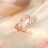 Anillo de doble capa japonés y coreano de plata esterlina 925 con incrustaciones de circonitas de moda, anillo femenino con diseño de nicho de temperamento dulce