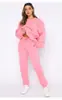 Alo Ropa de Otoño e Invierno Europea y Americana Cálida Estampada de Cuello Redondo Conjunto de Pantalones Sudadera de Moda Casual para Mujer Traje de Mujer