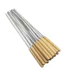 Espetos para Churrasco Aço Inoxidável 304 com Cabo de Madeira Espetos Planos Espessados Agulhas para Churrasco ao Ar Livre Espetos para Cordeiro Espetos Redondos