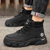 Botas de Caña Alta Zapatos de Hombre Otoño Nuevo Transpirables Zapatos de Trabajo para Hombre Estilo Coreano Versátil Estilo Británico Botines de Suela Gruesa