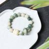 Jade blanco natural raíz de Bodhi león Xingshi proverbio de seis palabras placa pulsera de juego para hombre y mujer pulsera decorativa de cuentas de Buda suaves para enrollar en el dedo
