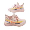 Zapatos deportivos de tejido volador para niñas, zapatillas de tela cómodas y de moda con dibujos animados, suela suave, para mujer, 2022