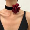 Colar de chocker de rosa de estilo europeu e americano transfronteiriço exagerado nicho elegante moda camélia pulseira feminina