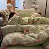 Conjunto de tres piezas de algodón puro floral lindo tipo A ropa de cama para dormitorio estudiantil conjunto de cuatro piezas funda de edredón de algodón funda de sábana funda de almohada 4