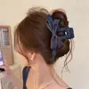 Moda Coreana Nova Azul Jeans Laço Transparente Cinza Presilha de Cabelo Pinça de Cabelo Pinça Tubarão Acessório de Cabelo para o Verão