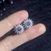 Pinzas para Orejas de Girasol Completamente Diamantadas de Moissanita en Plata S925 para Mujer, Pendientes Completamente Diamantados de Lujo Ligero de Gama Alta, Joyería al por Mayor Estilo de Celebridad de Internet