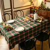 Mantel a cuadros retro navideño, mantel rectangular de poliéster estilo americano, con bordes festoneados y patrón a cuadros, creando una atmósfera festiva para uso doméstico