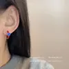Pendientes Retro Corazón Goteando Esmalte Estilo Hong Kong, Pendientes de Aro Sencillos de Nicho de Alta Gama Color Borgoña, Pendientes de Lujo Ligero