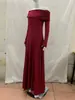 Vestido feminino para Amazon transfronteiriço, outono e inverno, um ombro só, com babados, manga longa, vestido de noite, acinturado, modelador, estilo longo sereia