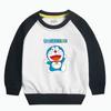 Suéter Doraemon infantil primavera e outono 2022 Novo estilo meninos e meninas estilo ocidental camisa médio e pequeno crianças contrastam cor impressão moda