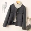 Abrigo de lana petite Otoño/Invierno 2026, abrigo de lana doble cara estilo Chanel, abrigo corto, abrigo doble cara de cachemira para mujer