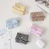 Estilo Coreano Xadrez Coração Mini Porta-Moedas Mini Fivela de Pendurar Estojo para Fone de Ouvido Bluetooth Fecho Flip Portátil Feminino Envelope Vermelho