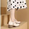 Zapatos Mary Jane para Mujer de Estilo Nuevo de Verano con Suela Suave, Cómodos con Faldas, Zapatos para Mujer, Tacón Medio Bajo de Cuero Suave con Punta Redonda