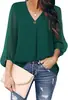 Comércio Exterior Transfronteiriço da Amazon 2022 Estilo Europeu e Americano Feminino Outono Nova Blusa Feminina de Manga Bufante com Decote V