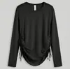 Ropa Deportiva Transpirable Ligera Transfronteriza con Cintura Ajustable con Cordón, Cubierta de Yoga de Manga Larga con Cuello Redondo, Prenda Exterior Deportiva Adelgazante