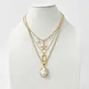 Cadena de Perlas Oceánicas de Venta Caliente Transfronteriza Europea y Americana Cadena para Clavícula de Mujer Colgante de Estrella de Mar y Concha Collar Multicapa Apilable Venta al por Mayor
