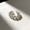 Anel Aberto Irregular Estilo Coreano de Luxo Leve com Zircônia Exquisita para Mulheres, Anel Ajustável para Dedo Indicador