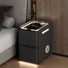 Mesa de noche inteligente de madera maciza multifuncional simple moderna para dormitorio, mesita de noche de lujo ligero para el hogar, instalación gratuita, mesita de noche estrecha