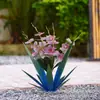 Adornos Metálicos de Agave de Hierro Artesanías de Hierro Orquídea Mariposa Decoración Exterior Clavel Jardín Plantas Artificiales