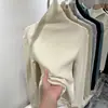 Camiseta base de cuello alto para mujer, nuevo estilo otoño e invierno, suéter de punto para interior, top de cuello alto, jersey ajustado, suéter suave y liso