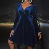 Comercio Exterior Transfronterizo Ropa Europea y Americana Vestido Falda de Vacaciones Primavera y Otoño 2025 Vestido de Manga Larga con Cuello en V Navideño