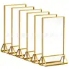 Tarjeta de Mesa de Acrílico Bsd13 con Borde Dorado, Soporte de Exhibición de Acrílico de Pie A4, Tarjeta de Asiento de Boda, Tarjeta de Precio de Menú