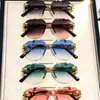 Nuevas Gafas de Sol con Cabeza de Leopardo para Mujer, Modernas Gafas de Sol Europeas y Americanas Transfronterizas para Hombre, Sin Montura, Corte de Borde, Una Pieza, Doble Puente, Espejo de Sapo