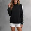 Sudadera de punto acanalado de cuello alto para mujer, estilo casual deportivo holgado con rayas en las mangas, nueva colección Otoño/Invierno 2026, europea y americana transfronteriza