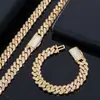 Cadena Cubana de Rombos de 14 mm de Hip-Hop Europeo y Americano Mezclada con Pulsera para Hombre de Cuadrado T Tendencia Pulsera de Zirconia de Alta Calidad Personalización