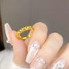 Anillo de trébol de oro vietnamita, moda femenina, anillo de hierba de la suerte chapado en oro y cobre, regalo para novia, Libro Rojo pequeño, gran oferta