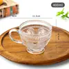 Caneca com cabo de girassol em relevo vintage para casa, caneca de café da manhã, caneca de leite, caneca de aveia, caneca de iogurte, caneca de vidro resistente ao calor