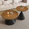 Mesa de centro extraíble de madera maciza de estilo francés, para apartamento pequeño, sala de estar, mesa auxiliar de estilo medio, mesa de té pequeña, mesa redonda moderna de tamaño simple