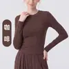 Conjunto de Yoga para Mujer de Tres Piezas Ajustado Top de Manga Larga para Yoga Pantalones Largos Casuales Conjunto de Fitness para Entrenamiento de Pilates