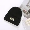 Novo Chapéu de Tricô Infantil, Chapéu de Lã Liso, Chapéu Quente para Meninos e Meninas, Design Simples com Letras, Chapéu de Tricô Moderno para Bebês