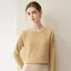 Suéter Pulóver de Cuello Redondo de Cachemira Pura Nuevo Otoño e Invierno para Mujer Ajuste Delgado Prenda Base de Punto Top Simple Versátil