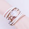 Al por mayor AliExpress popular creativo cuerda trenzada pulsera de mujer reloj correa de PU enrollado tres anillos Moda Reloj de mujer