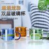 Venta al por mayor del fabricante Taza de Vidrio de Color de Doble Capa, Taza de Agua Antiescaldado de Alto Borosilicato para Uso Doméstico con Asa, Taza de Agua Engrosada, Regalo de Empresa