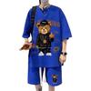 Traje de Dibujos Animados Estilo Hong Kong para Hombre Verano Moderno de Manga Corta y Pantalones Cortos Conjunto de Ropa para Hombre con Atractivo Conjunto Deportivo Casual de Dos Piezas